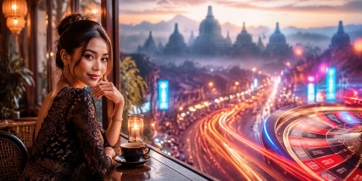 Meja roulette di kafe bergaya Vietnam dengan suasana permainan kasino modern
